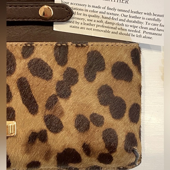 NWOT Lauren Ralph Lauren Leather Calf Hair Leopard Chain Crossbody Tech Bag $225 - Picture 4 of 15